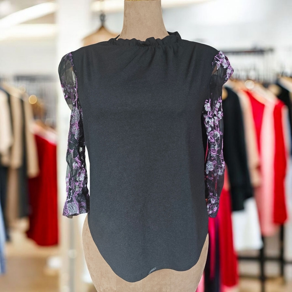 Elegant Black and Purple Women's Top
